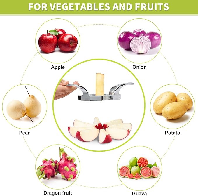 LIIGEMI Stainless Steel Apple Slicer,8 Blade Apple Corer and Cutter for Various fruits, Sharp and Sturdy, Anti-slip Handle，Gifts for Mom， Easy to Use.