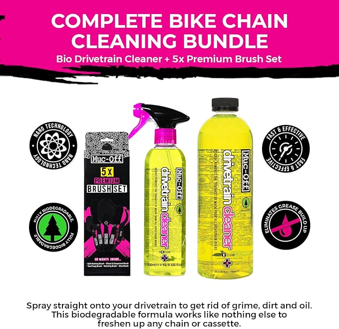 Muc-Off Bio Drivetrain Cleaner | Effective Biodegradable Bicycle Chain Cleaner and Degreaser Spray | Suitable for All Types of Bike