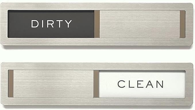 Kubik Letters Clean Dirty Magnet for Dishwasher, Premium Stainless Steel Grade 304, Kitchen Organizers and Storage Decor Accessories, Extra Adhesive Tapes Included.