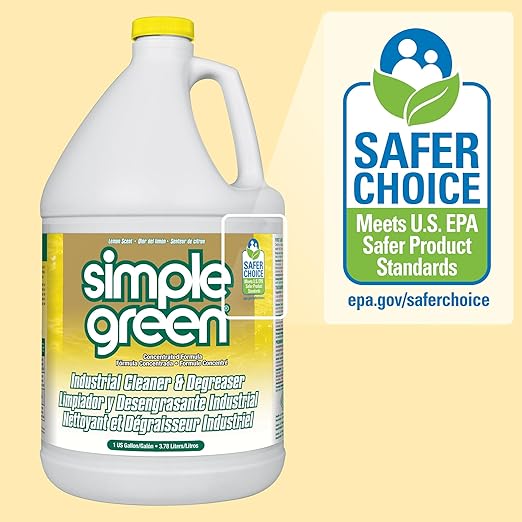 Simple Green 73434010 14010 Industrial Cleaner & Degreaser, Concentrated, Lemon, 1 gal Bottle
