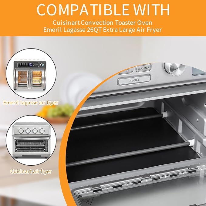 Air Fryer Oven Liners for Bottom of Oven, 12"x12" Non-Stick Heat Resistant Reusable Toaster Liners Baking Mat Accessories for Ninja Breville Cuisinart Emeril Lagasse and more, 4 Pack