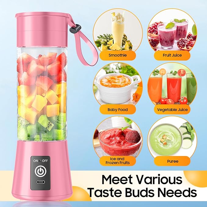 Personal Blender for Shakes and Smoothies - 2026 New Upgrade Cordless Portable Blender USB Rechargeable, 380Ml BAP Free Cup, Freshly Squeezed for Picnic/Sports, 20000Rpm/Min Speed