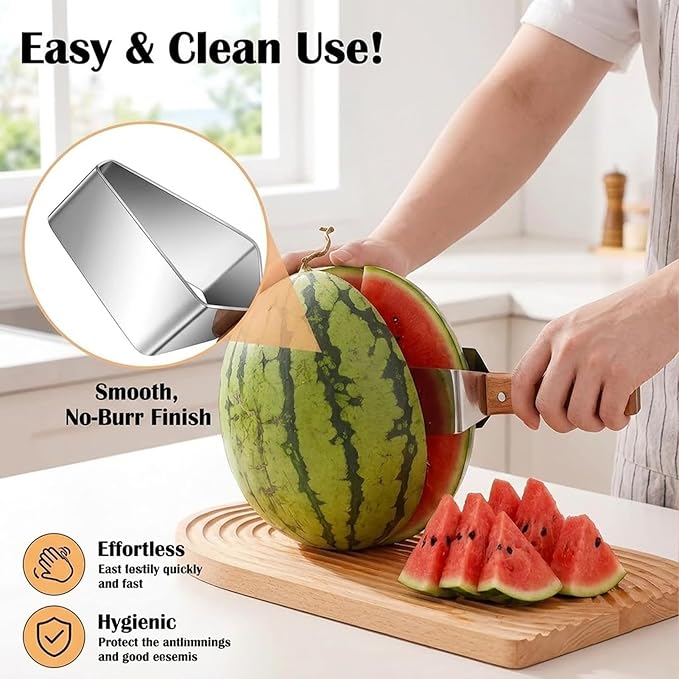 Triangle Watermelon Cutter, 2026 Precision Watermelon Cutter Slicer Tool, Stainless Steel Watermelon Cutter with Wooden Handle - Melon Slicer, Fruit Cutter for Kitchen, Picnic & BBQ (1Pcs)