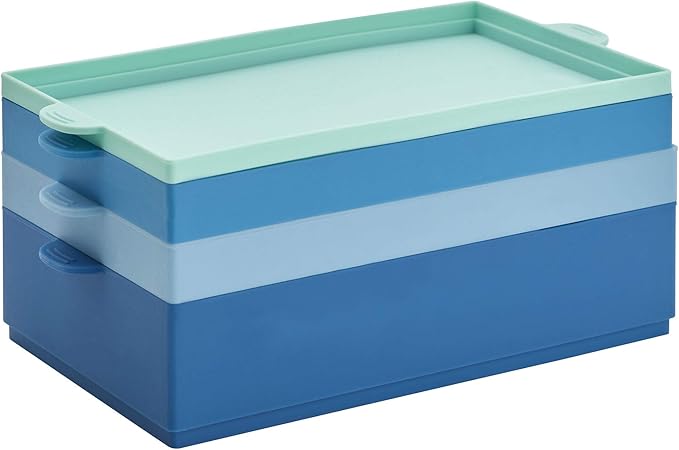 Farberware Pro Silicone Ice Cube Trays with Lid, 4-Piece, Blue