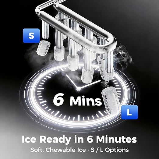 OSTBA Countertop Ice Maker Machine, Portable Ice Maker Makes 9 Bullet Ice Cubes in 6 Minutes, 26Lbs/Day Ice Makers Countertop with Self-Cleaning, Compact Mini Ice Maker for Home Kitchen RV Party