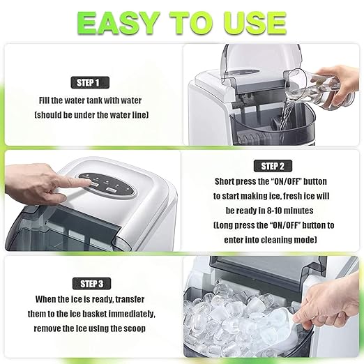 Antarctic Star Ice Maker Machine Countertop,Portable Automatic 9 Ice Cubes Ready in 8 Minutes,Makes 26 lbs of Ice per 24 Hours,Self-Clean,See-Through Lid for Home/Bar/Party White