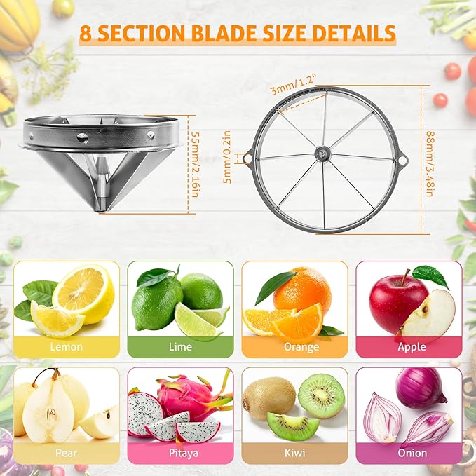 WICHEMI 8 Section Blade for Commercial Easy Wedger Lemon Cutter Blade Stainless Steel Fruit Lime Slicer Vegetable Chopper Dicer 8 Wedger Blade