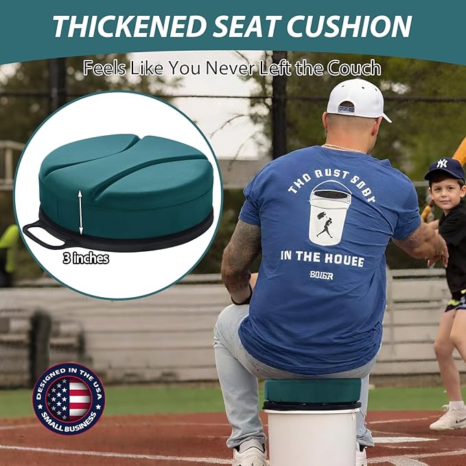 5 Gallon Bucket Seat with 3" Thick Seat Foam Cushion, 360°Swivel Bucket Lid Seat, Waterproof & Silent Bucket Seats for Ice Fishing, Baseball, Hunting and Camping