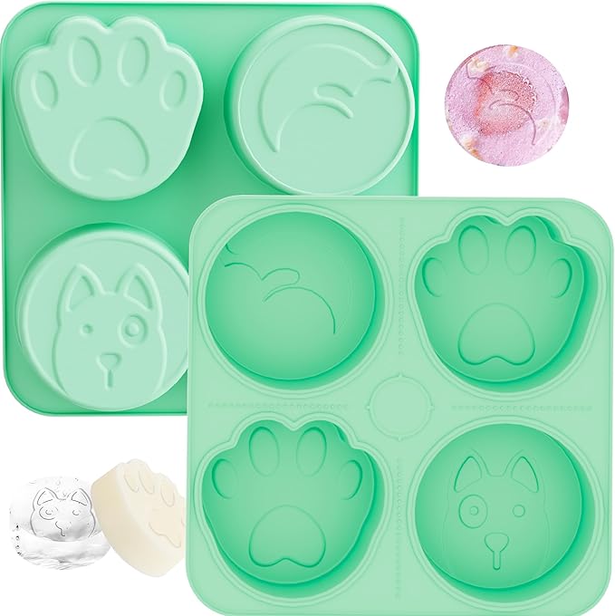 UPSKY 2PCS Dogs Treat Molds, Silicone Dog Treat Ice Cube Trays for Freezer, Reusable Ice Molds for Frozen Treats, Fits Most Dog Water Bowls, for Peanut Butter, Yogurt, Fruit, Broth & More