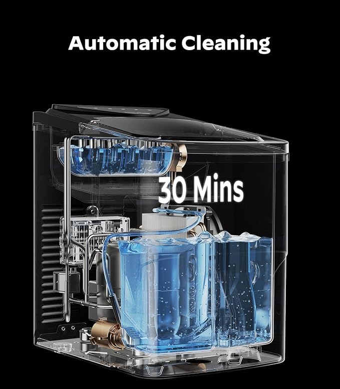 Silonn Smart Countertop Ice Maker, Compact Wi-Fi Ice Maker with App Control, 9 Cubes in 6 Mins, 26 lbs per Day, 2 Ice Cube Sizes, Portable Ice Maker with Self-Cleaning for Kitchen/Office/RV