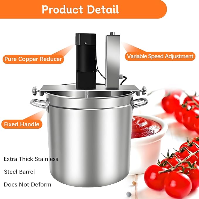 Automatic Pot Stirrer Mixer, 30L/40L/50L/60L Commercial Automatic Stir, Stirring Speed Adjustable, for Jams, Sauces, Filling, Hot Pot Seasoning Bottom. 40L