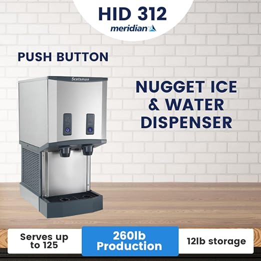 Scotsman HID312AB-1 Meridian Push-Button Countertop Nugget Ice & Water Dispenser, Air Cooled - Up to 260 lb. Production, 12 lb. Storage