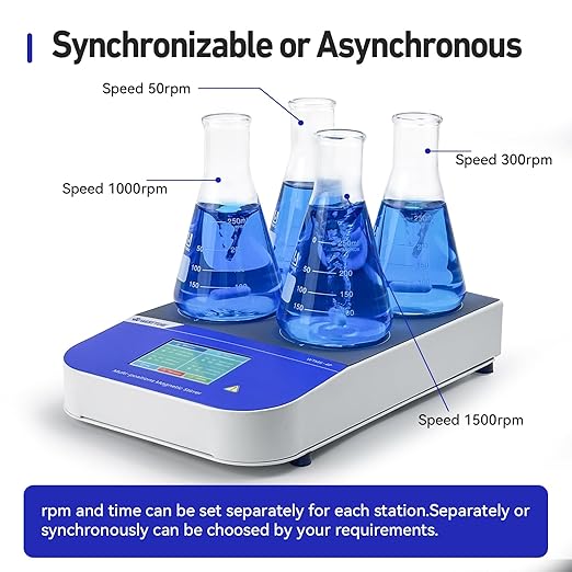 Laboratory Digital Multi Place Magnetic Stirrer Speed 50-1500RPM 4x500ML Multi Position Stir Plate（No Heating)