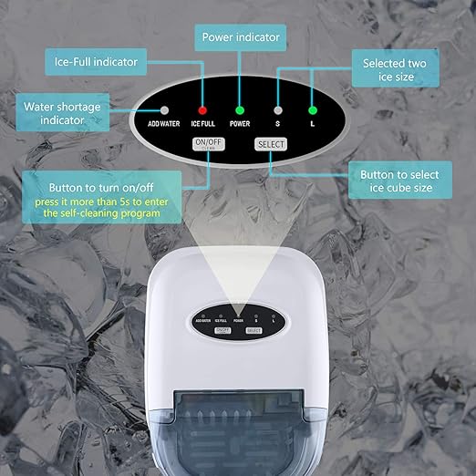 Antarctic Star Ice Maker Machine Countertop,Portable Automatic 9 Ice Cubes Ready in 8 Minutes,Makes 26 lbs of Ice per 24 Hours,Self-Clean,See-Through Lid for Home/Bar/Party White