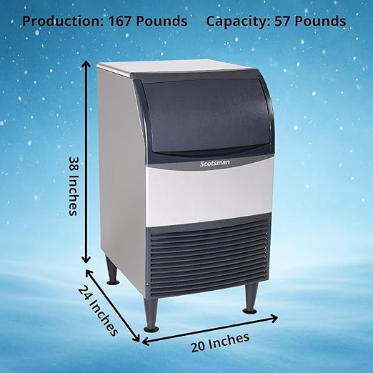 Scotsman UN1520A-1 20" Air-Cooled Nugget Undercounter Ice Maker Machine with 57 lb. Storage Capacity, 167 lbs/Day, 115v, NSF