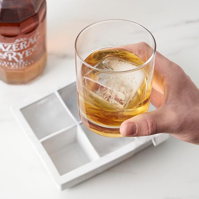 True Marble Ice Cube Tray, Extra Large Silicone Ice Mold for 2 Inch Cubes, Perfect for Whiskey, Cocktails, Mixed Drinks, Iced Tea, and Beverages, Kitchen & Home Bar Gifts, Housewarming Party, Set of 1