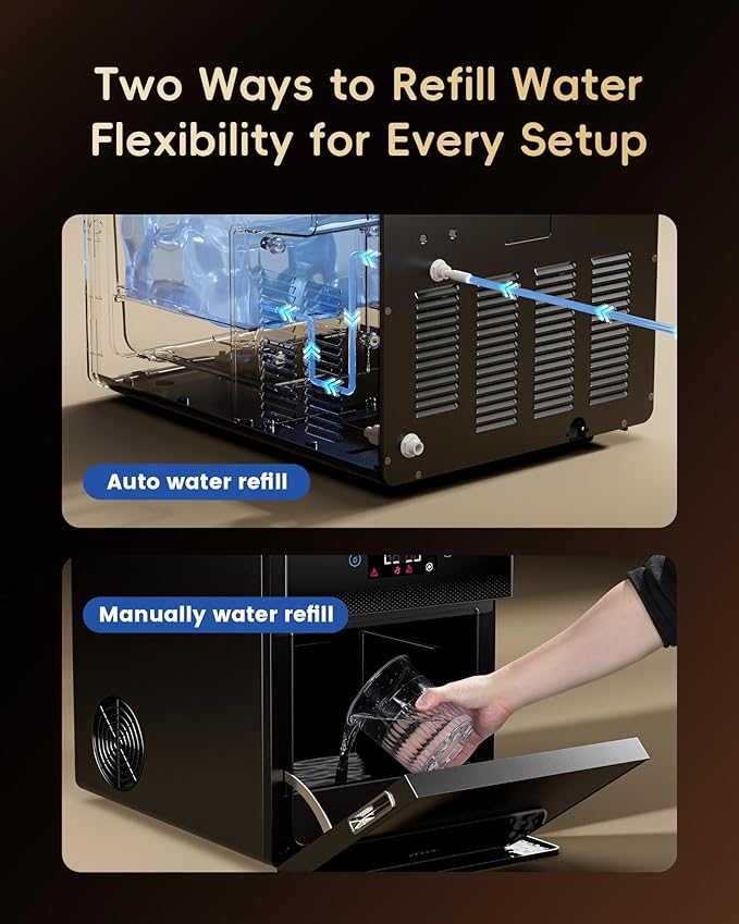 ecozy 2" Clear Ice Ball Maker Countertop with CrystalFlux Technology, 4 pcs in 40 Mins, 144 pcs/Day, Sphere Ice Maker with Automatic Water Supply, Self-Cleaning, Enhanced Insulation for Whiskey Bar