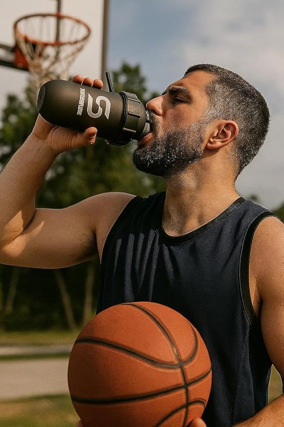 SHAKESPHERE Shaker Bottle - 24oz Leak-Proof Protein Shaker Bottle for Pre Workout, Smoothie, and Powder Drink Mixes, No-Blade Mixer for Gym, BPA-Free, Easy Clean & Easy to Carry (Frosted White)