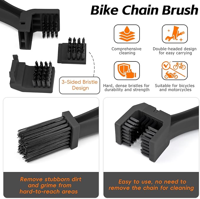 Bike Cleaning Kit Including Bicycle Chain Cleaner Degreaser,Cycling Chain Lube,Cleaner Brush Tool,Scrubber,Suitable for Mountain/MTB,Ebike,Road Bike and Trail Bikes