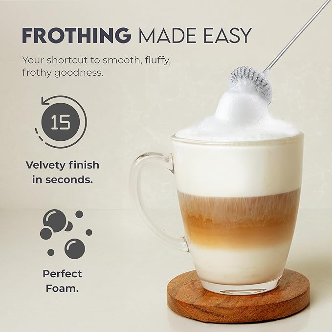 Zulay Kitchen Milk Frother Handheld Battery Operated – Electric Drink Mixer for Coffee, Lattes, Cappuccinos, Matcha & Hot Chocolate – Portable Foam Maker & Coffee Bar Accessory - Dark Green