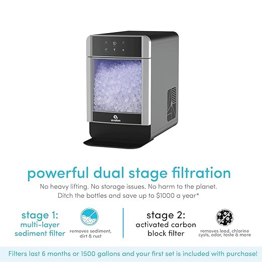 Avalon Nugget Ice Maker Chewable Ice 38 lbs Per Day, One Click Operation, Large Ice Storage, Connects to Water Line, Includes Set of Filters