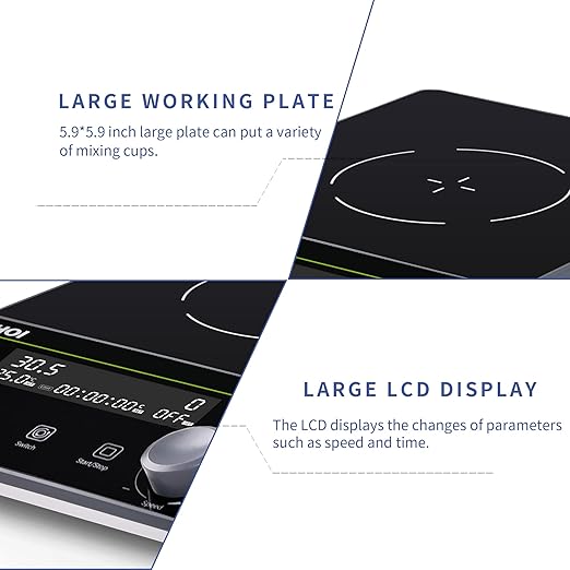 Magnetic Stirrer 5.9 inch Magnetic Stir Plate with stir bar LCD Display 100-1600RPM Max Stirring Capacity 5000ml Digital Magnetic Stir Plate Magnetic Mixer Lab Stirrers(No Heating)