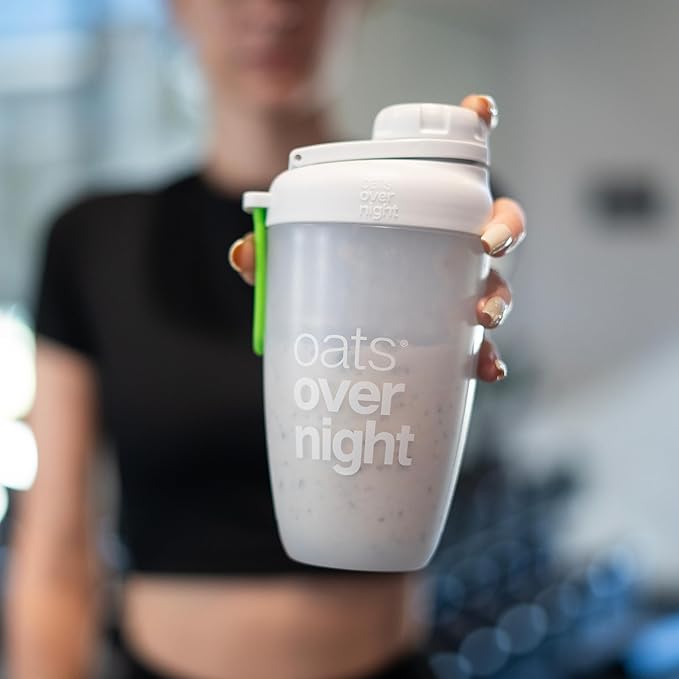 Oats Overnight Shaker Bottle – Leakproof Shaker Cup with Secure Screw Cap & Fill Line, Dishwasher Safe – Mixing Cup, Protein Shakes, Oatmeal, Breakfast On-the-Go & Travel