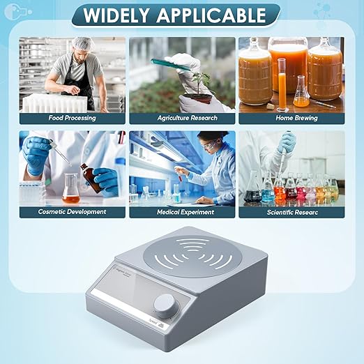 Magnetic Stirrer w/8 Stir Bars, 100 fl.oz Stir Plate, 3000 RPM Magnetic Stir Plate, Magnetic Mixer Grey (w/o Heating)