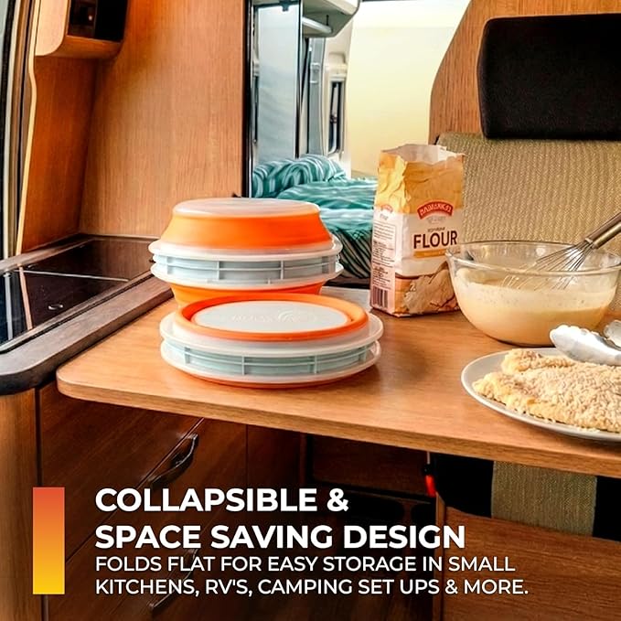 CanCooker Batter Bowl XL: Collapsible, Mess-Free, Dishwasher and Microwave Safe, Chemical-Free in Vibrant Orange - 2 Pack