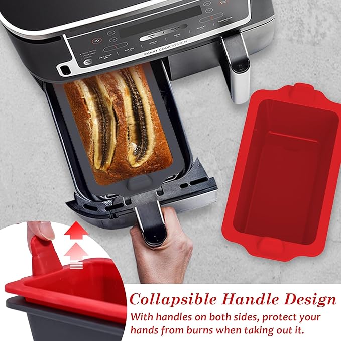 Webake 4 Packs Silicone Air Fryer Bread Loaf Pan for Baking, 6x3 Nonstick Mini Loaf Pan wih Handle BPA Free