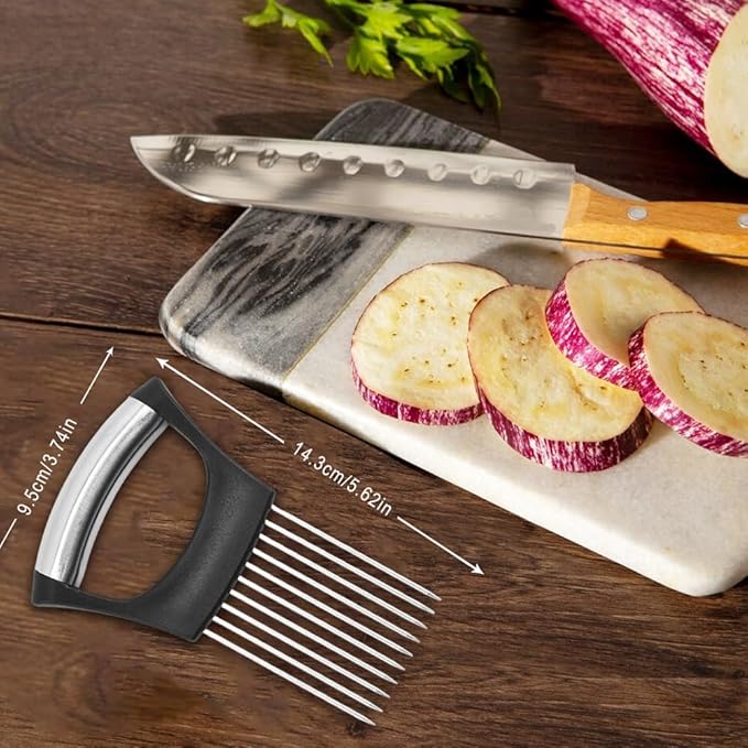 Onion Holder for Slicing, 2025 New Lemon Slicer Onion Cutter, Vegetable Cutter for Onion, Potato, Tomato, Kitchen Chopper Slicing Assistant Tool for Slicing Fruit Lemon and Meat (3pcs)