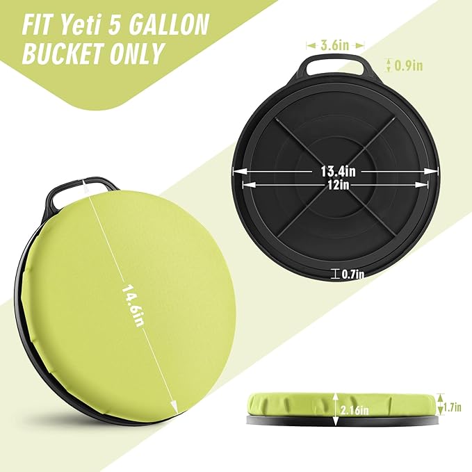 5 Gallon Bucket Seat for Yeti Only, 360 Degree Swivel Load Out Bucket Seat, 5 Gal Foam Cushion Bucket Lid Seats with Padded Top for Hunting Fishing Camping Outdoor