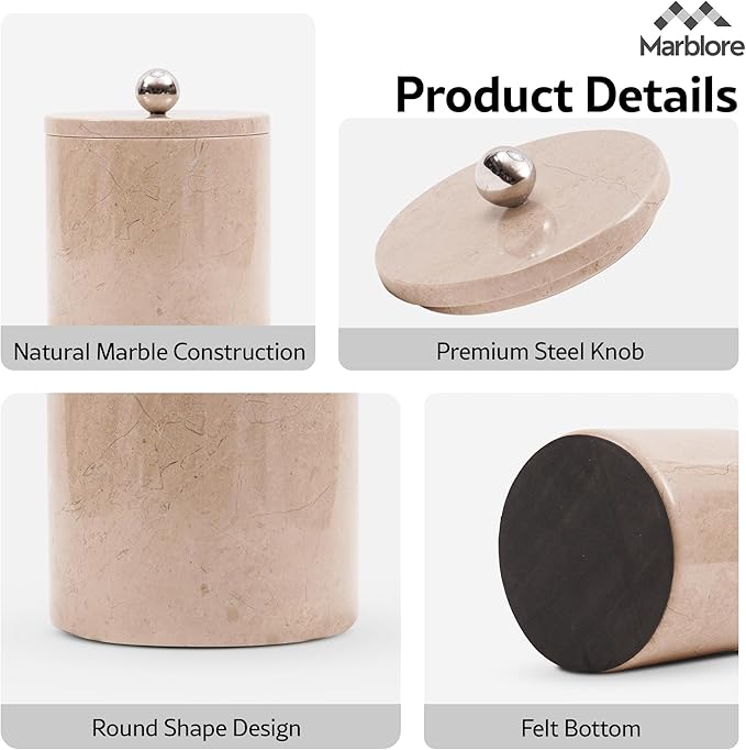 Ice Bucket Marble with Lid 6 Inch Natural Brown Stone Wine & Champagne Chiller Small Ice Container for Parties Drink Cooler for Home Bar And Earth Day Decoration
