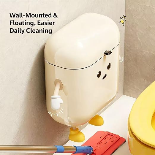 2.4 Gallon/9 Liter Kitchen Wall-Mounted Trash Can with Lid Ideal for Kitchens,Bathrooms, Offices,and Bedrooms Space-Saving and Decorative Waste Container(Cream White, DIY-Friendly)
