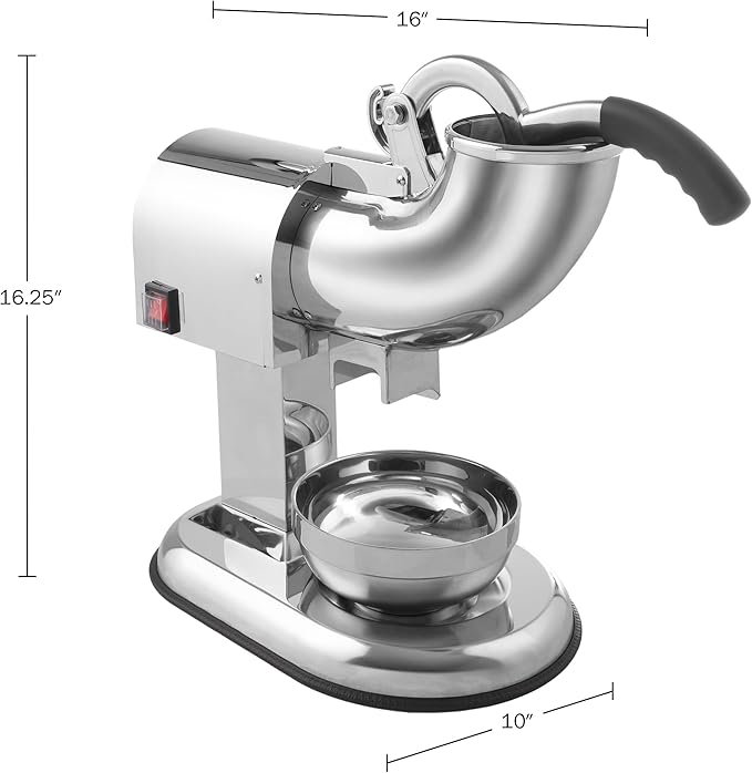 Snow Cone Machine - Ice Shaver with Powerful 250W Motor - Easy to Use Countertop Crushed Ice Maker by Great Northern Popcorn (Stainless-Steel)