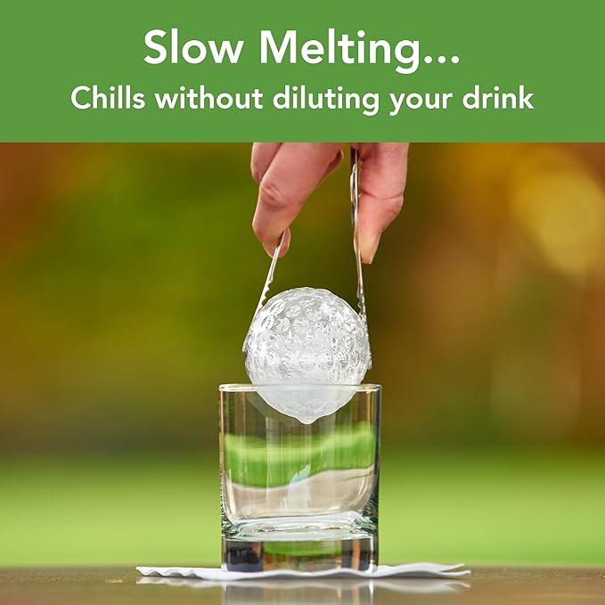 Tovolo Golf Ball Ice Cube Molds Set of 3 Large Craft Ice Sphere Molds for Whiskey Bourbon Cocktail Drinks, Easy Fill Quick Release Dishwasher Safe Golf Ice Mold, Fun Gift Ideas for Fathers & Golfers