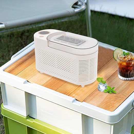 Fast Ice-Making Mini Countertop Ice Maker Portable Compact Design Low Noise Operation for Home Kitchen Office Car Travel RV Enthusiasts (White)