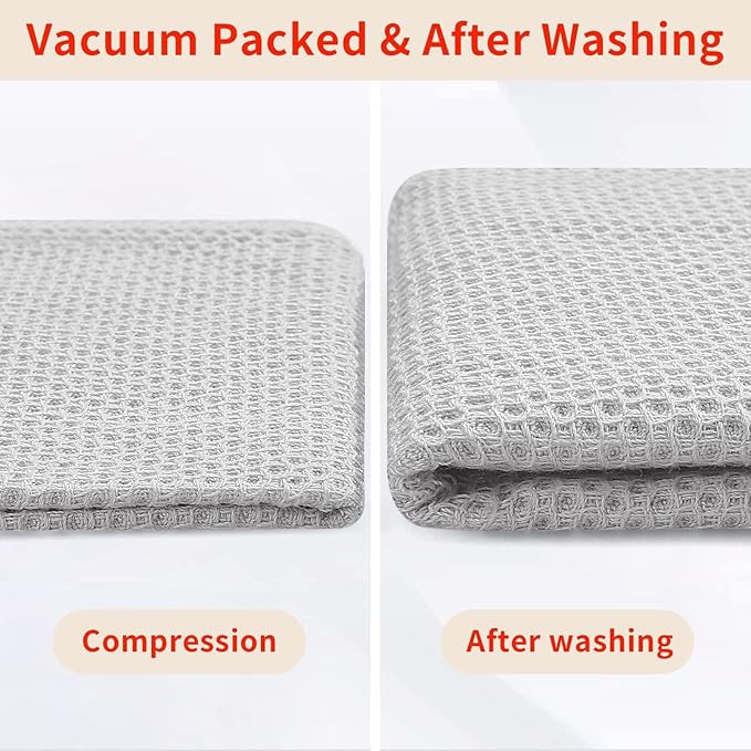 Homaxy 100% Cotton Kitchen Towels and Dishcloths Set, 12 x 12 Inches and 13 x 28 Inches, Set of 16 Bulk Kitchen Towels Set, Ultra Soft Absorbent Dish Cloths for Washing Dishes, Light Gray