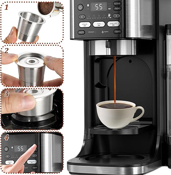 3 Pack Reusable K Cups and Coffee Pods for Ninja Coffee Maker PB051 & CFP101/PB041, 304 Stainless Steel Reusable K Pod Permanent K Cups Filters Compatible with Ninja Coffee Maker,Coffee Accessories