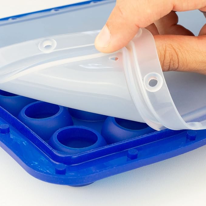 Lurch 240775 Ice Former Arctic Ball 3 cm Blue Ice Cube Tray for 30 Ice Cubes with Transparent Lid Blue