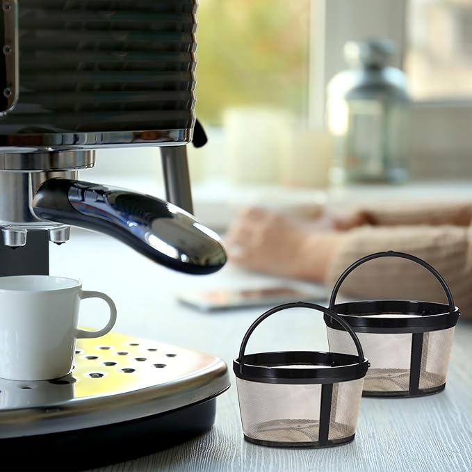 2Pcs Reusable Coffee Filters, 4-8 Cup Nylon Mesh Coffee Filter with Handle Reusable Coffee Filter Basket for Mr. Coffee Makers and Brewers