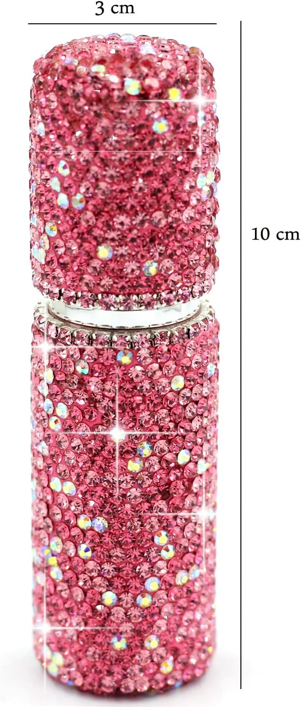 Rhinestone Empty Portable spray bottle, cosmetic Perfume spray bottle essential oil bottle glass perfume bottle 10ML (Pink)