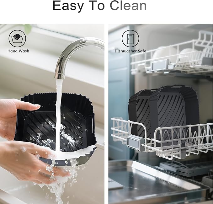 Air Fryer Silicone Liners 2 Pack, Reusable Square Air fryer Basket Liners, 4-6Qt Silicone Baking Tray for Instant Air fryer, Oven Microwave Pot Accessories, Food Grade Kitchen Gadgets