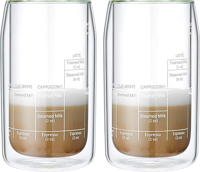 Ozeri Moderna Artisan Series Double Wall Barista Coffee Glass, 15 oz, Clear