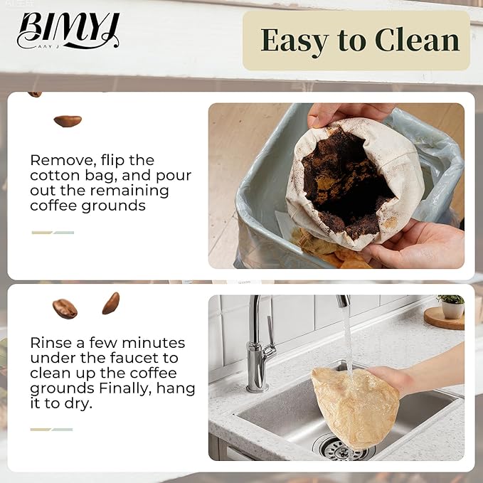 Reusable Cold Brew Bags & Cold Brew Coffee Bags Reusables |11.8 * 11.8 inch Large 100% Natural Organic Cotton Cold Brew Filter Bags 2-Pack + 2 Bonus 304 Silver Spoons