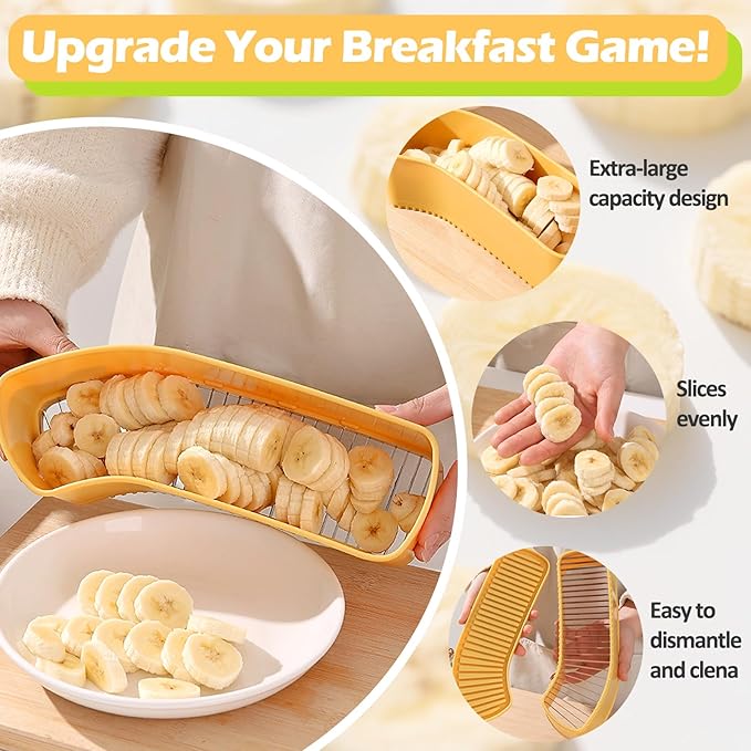JAYVAR Extra Large Banana Slicer, Spam Slicer, Egg Cutter for Hard Boiled Eggs, Cheese Butter Cutter for Hot Dog Slicing, Multipurpose Strawberry Slicing Kitchen Gadgets for Fruits and Vegetables