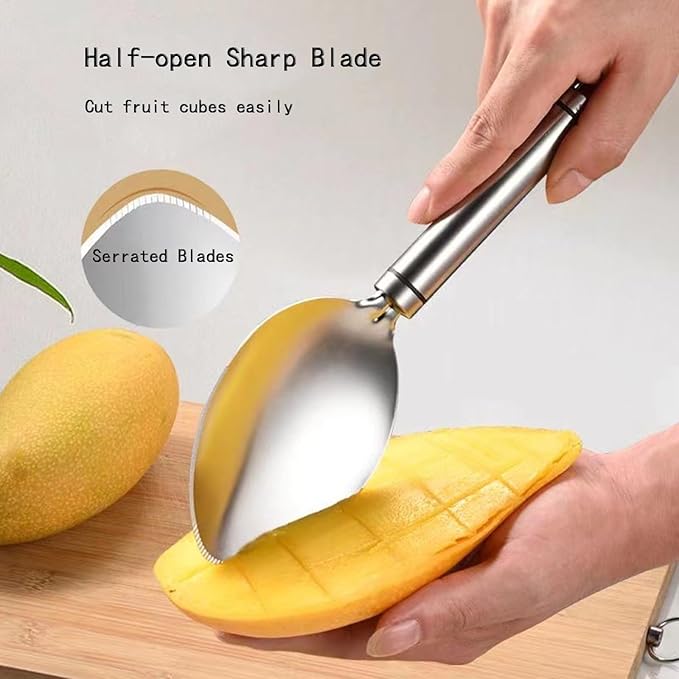 3Pcs Mango Slicer Fruit Fork Kit, Watermelon Cutter Slice, Stainless Steel Kitchen Fruit Cutter Slice Tool