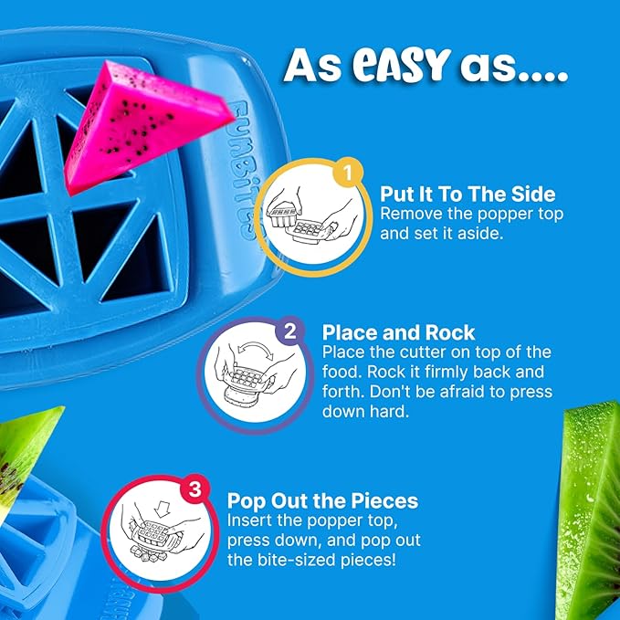 FUNBITES Crustless Sandwich Cutter for Kids Lunch (2-piece set), Uncrustable Sandwich Cutter, Bite-Size Food Cutter for Toddlers, Bento Box Accessories, BPA-FREE Dishwasher Safe, Blue Triangles 1pk
