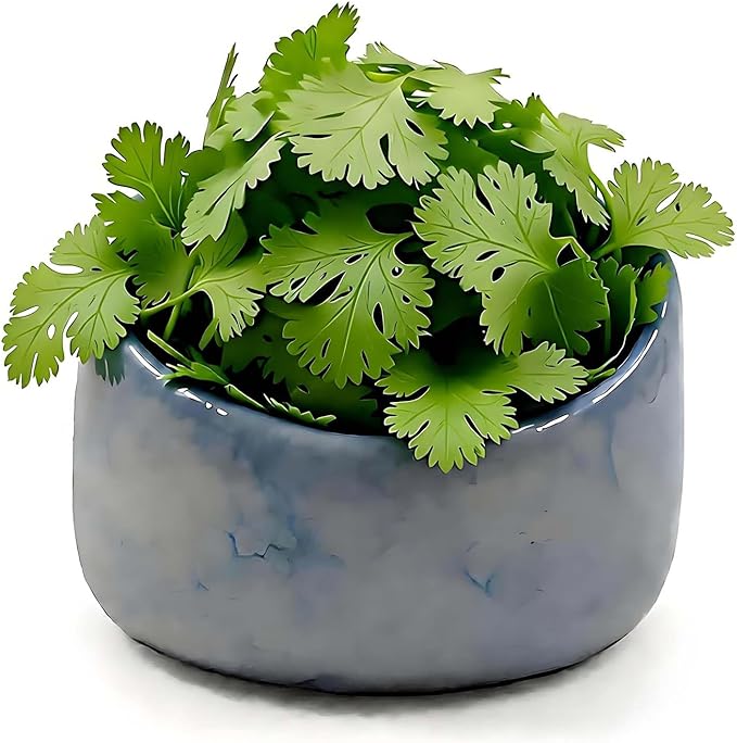 Pottery Blue Handmade Herb Stripper Bowl Kitchen Tool for Efficient Parsley, Basil, Rosemary, Thyme, Mint Leaf Removal & Stripping ,Ceramic Stylish Serving Dish for Berries Nuts Dips Fruits Snacks