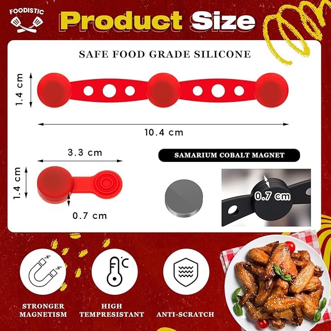 24 Pcs Air Fryer and Sous Vide Magnets Buckle, Magnet Silicone Coated Buckles for Holding Parchment Paper, Securing Sous Vide Bags, High Temp Resistant, Prevent Floating, for Cooking, Home Office